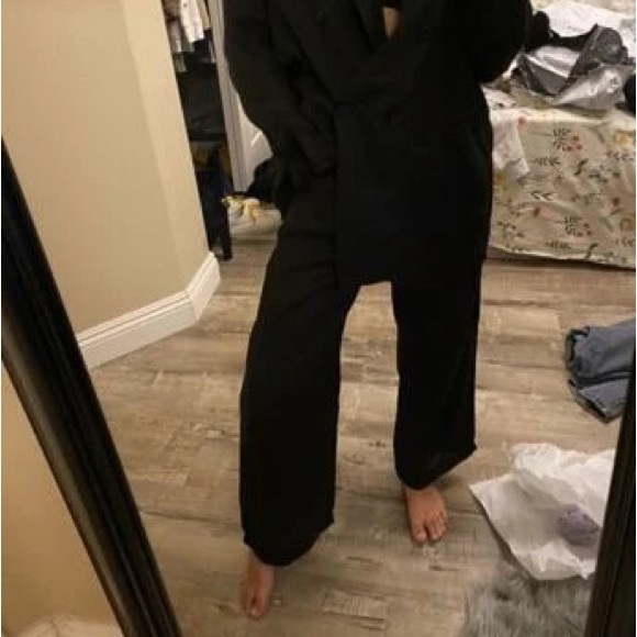 Black linen full length dress pants with pockets - Picture 6 of 6